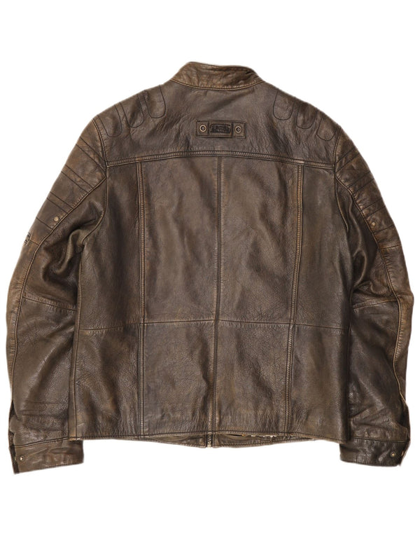 Camel Active Mens Leather Racer Jacket IT 50 Large Brown