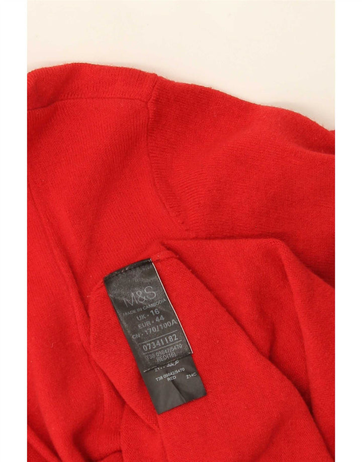 Marks & Spencer Suéter feminino Longline Open Cardigan Reino Unido 16 Grande Vermelho