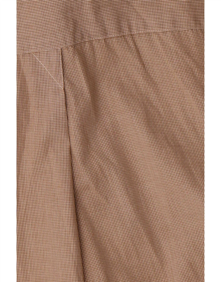 Camisa masculina Dkny tamanho 15 1/2 algodão xadrez marrom médio