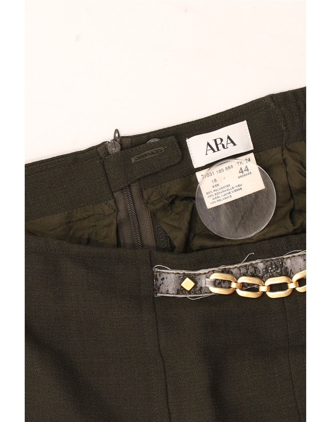 Saia reta feminina ARA UK 18 XL W34 poliéster cáqui