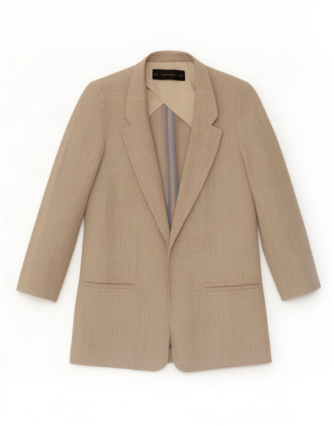 Zara Womens Oversized Open Blazer Jacket Reino Unido 6 XS Bege Linho