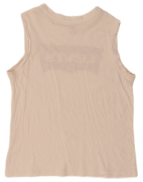 Levi's Womens Graphic Vest Top UK 14 Medium Off White