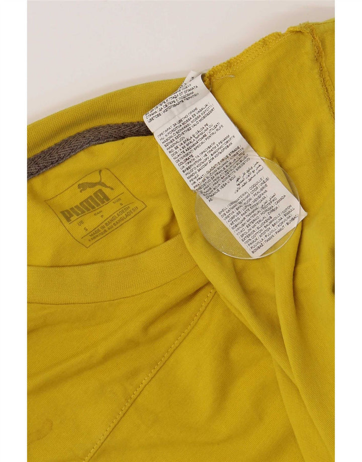 Puma Mens Graphic T-Shirt Top Pequeno Algodão Amarelo