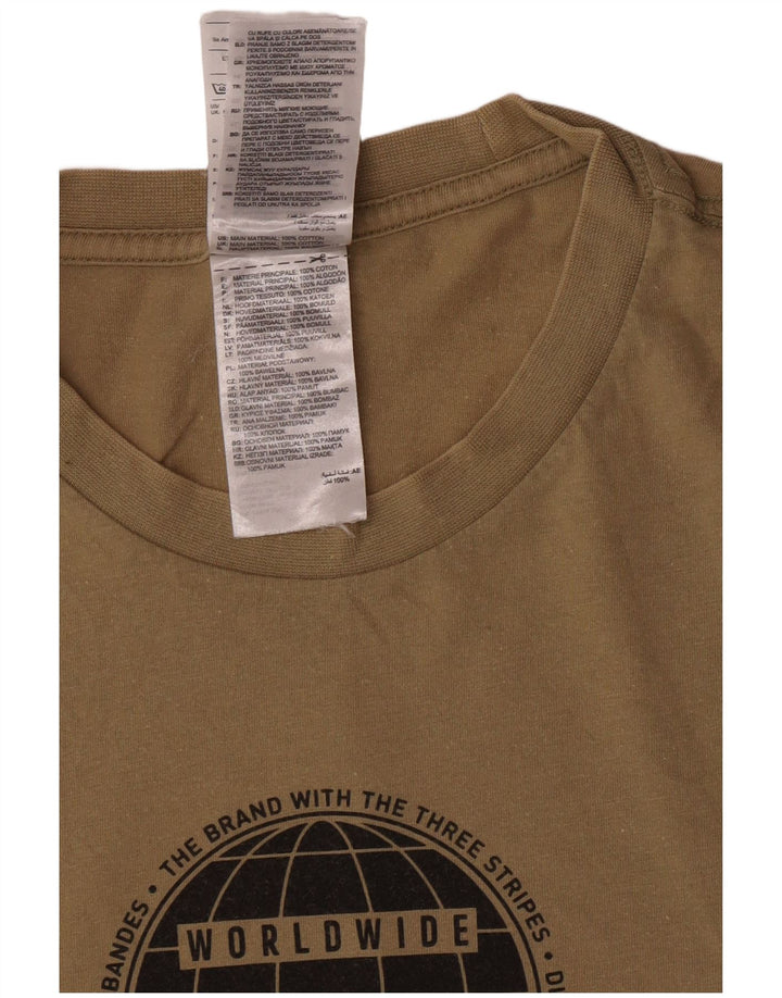 Camiseta Adidas Masculina Regular Graphic Top Pequeno Algodão Cáqui