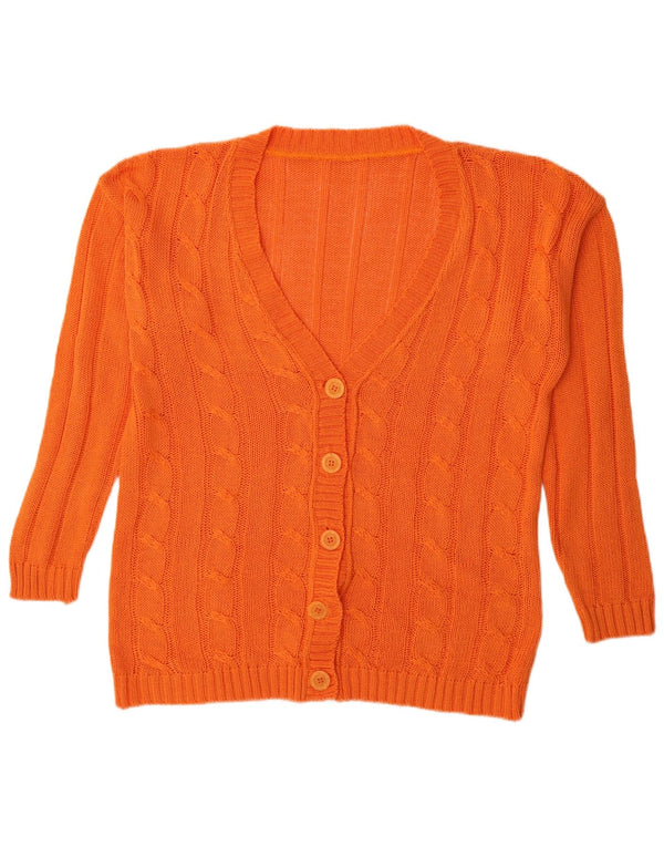 Suéter Cardigan Feminino Vintage Reino Unido 16 Grande Laranja