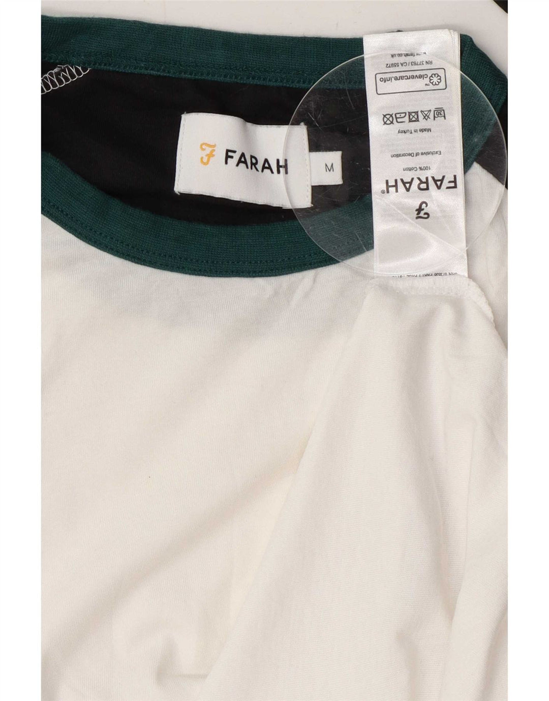 Farah Camiseta masculina de manga comprida, algodão colorblock branco médio