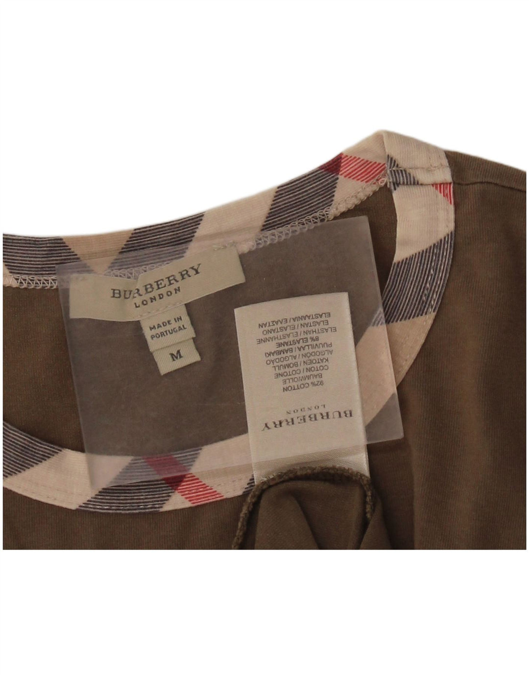 Camiseta feminina BURBERRY UK 12 algodão cáqui médio