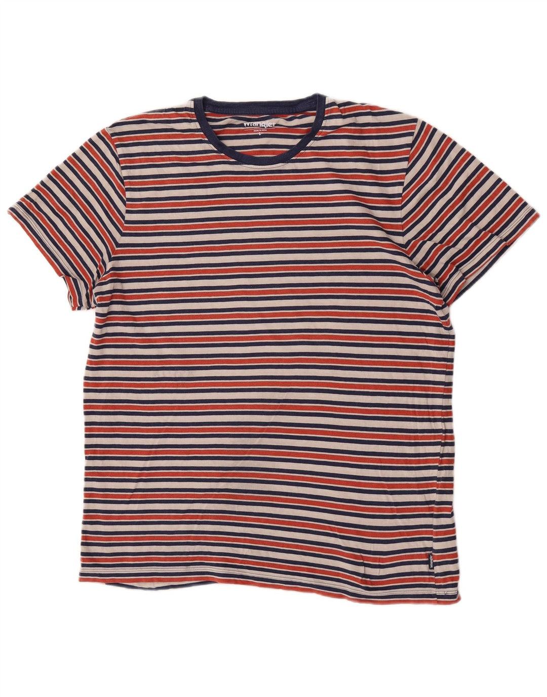 Wrangler Camiseta masculina grande de algodão listrado multicolorido