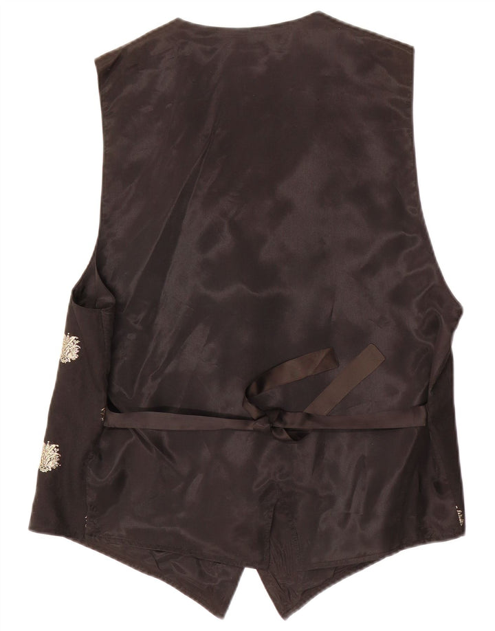 Colete feminino TRU EU 40 acetato floral preto médio