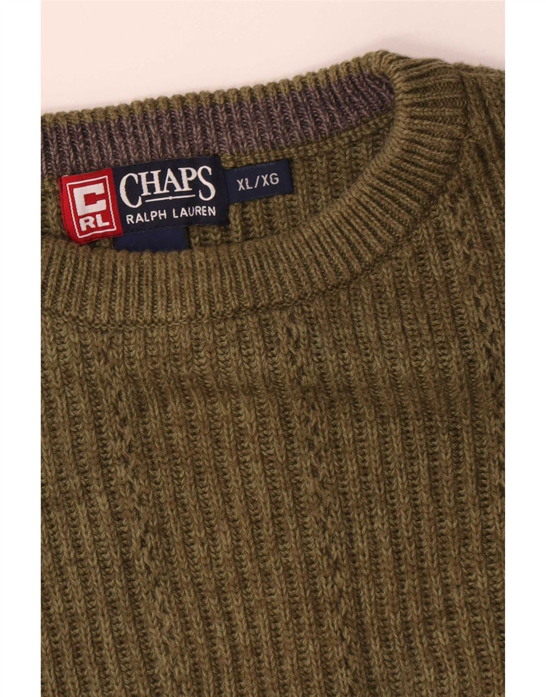 Suéter masculino Chaps com gola redonda XL cáqui