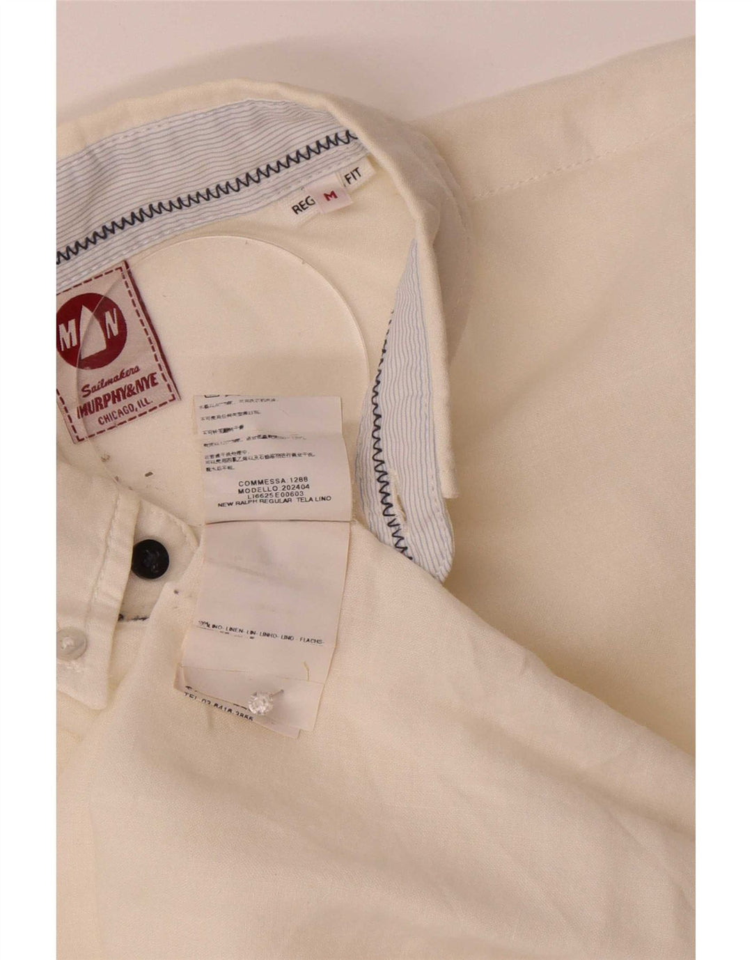 Camisa masculina Murphy & Nye Regular Fit média de linho branco