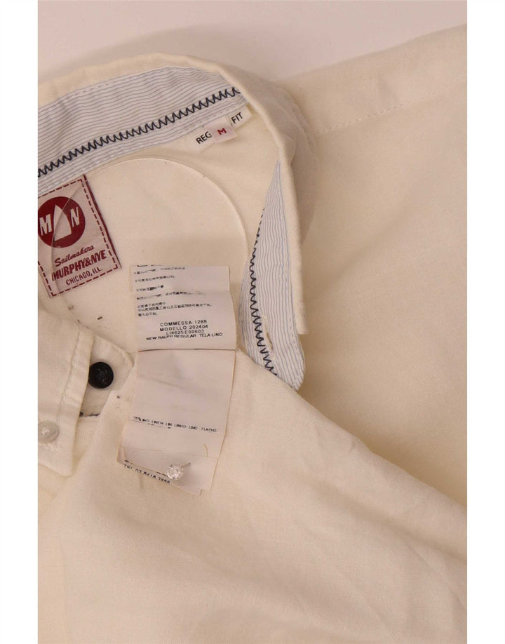 Camisa masculina Murphy & Nye Regular Fit média de linho branco