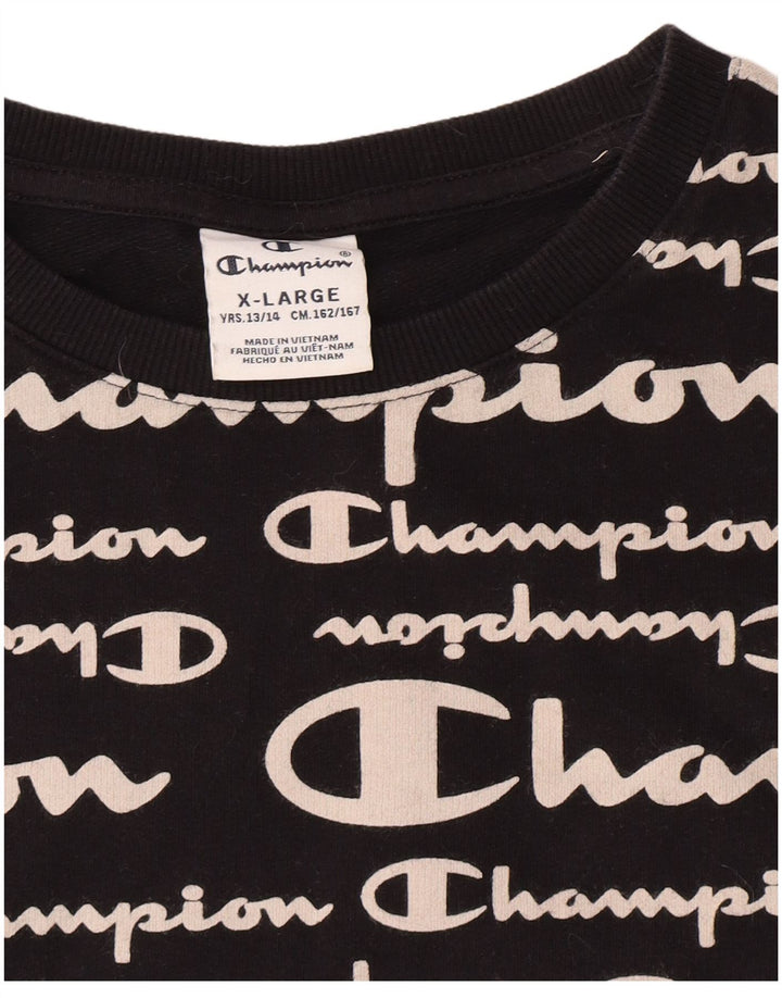 Champion Boys Graphic Sweatshirt Jumper 13-14 Anos XL Preto