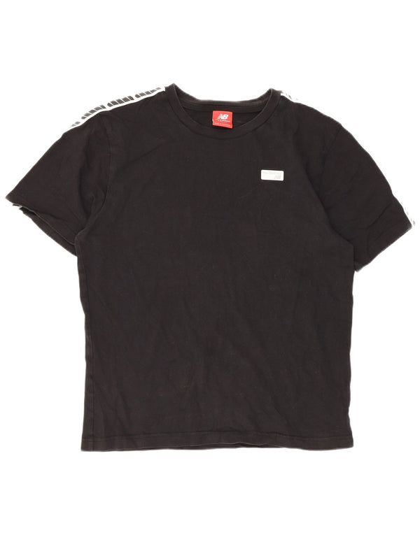 Camiseta gráfica masculina New Balance Top médio preto colorblock algodão