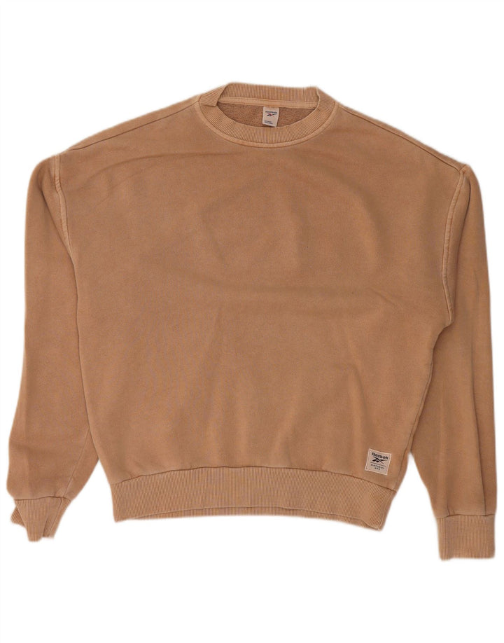 REEBOK feminino oversized moletom jumper UK 4/6 XS algodão bege
