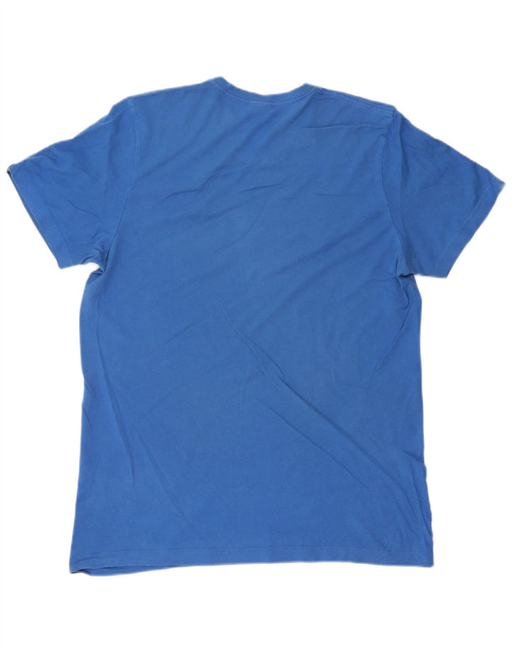 ADIDAS Mens Graphic T-Shirt Top Grande Algodão Azul