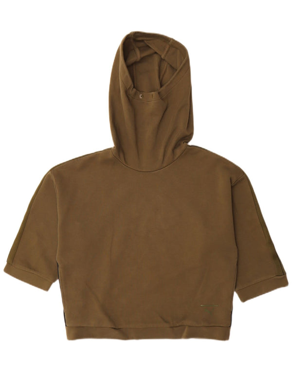 Suéter com capuz feminino Puma manga 3/4 Reino Unido 10 pequeno cáqui colorblock