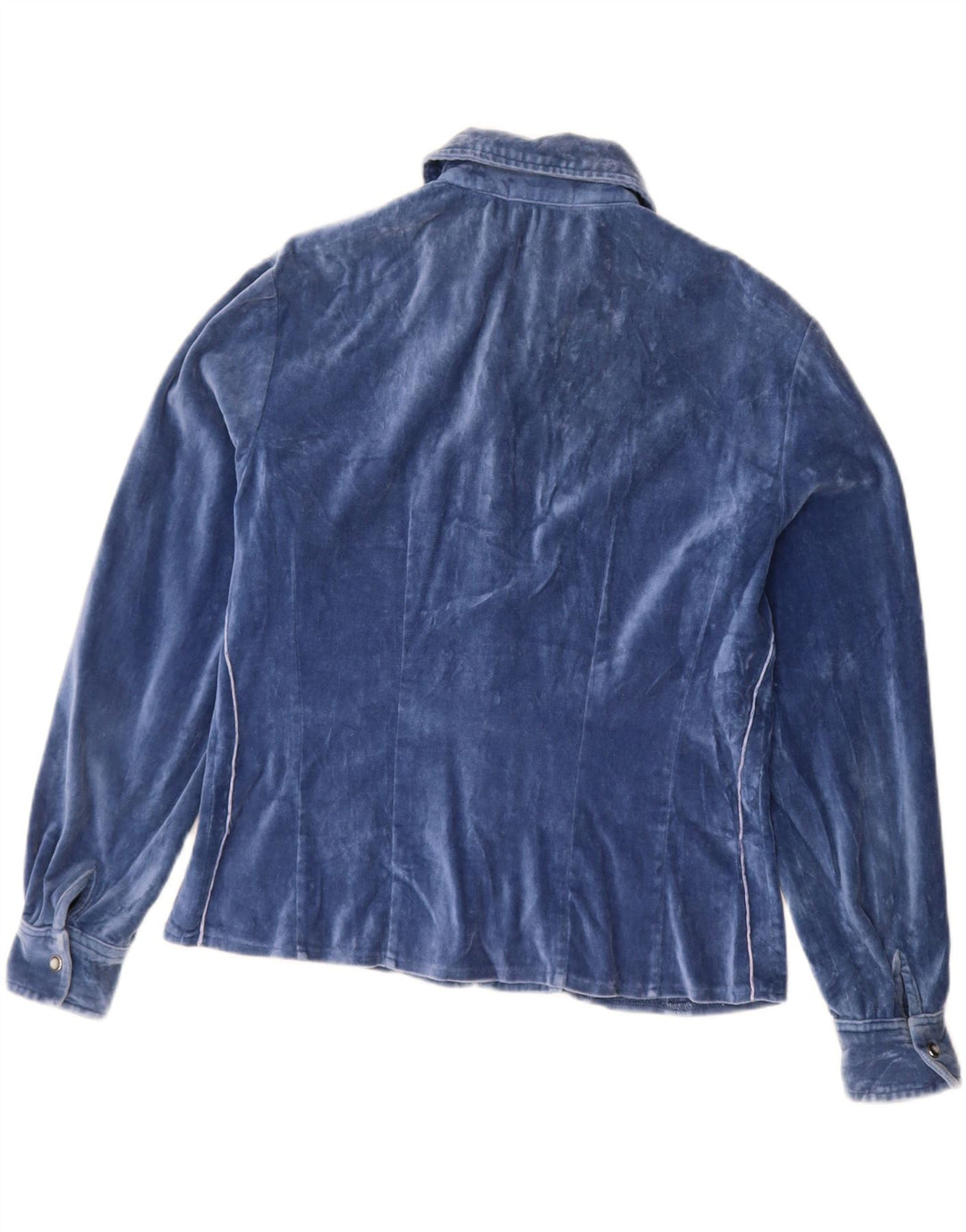 Camisa feminina de veludo VINTAGE UK 14 azul médio