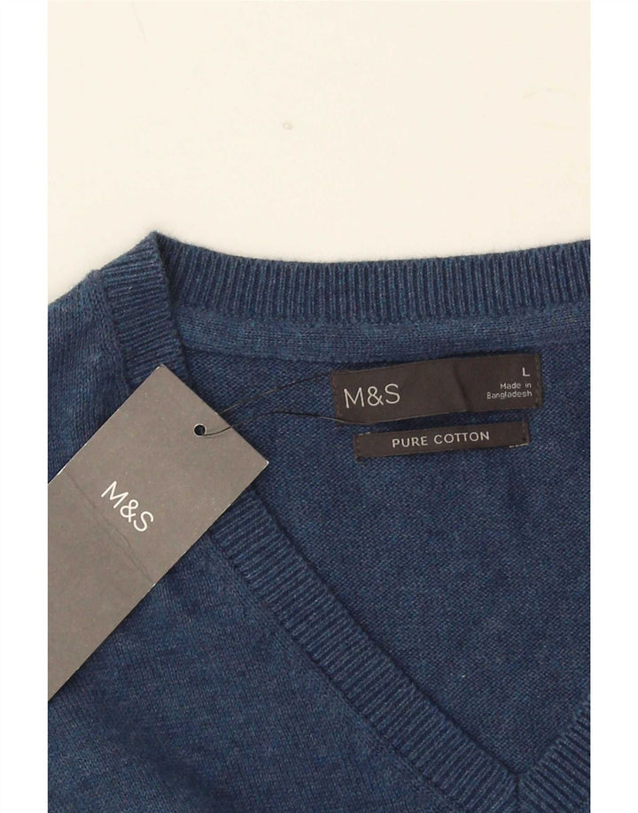 Regata masculina Marks & Spencer com colete grande de algodão azul marinho