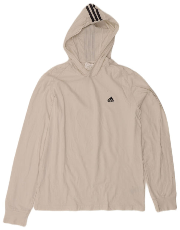 Top masculino com capuz Adidas manga comprida grande algodão branco