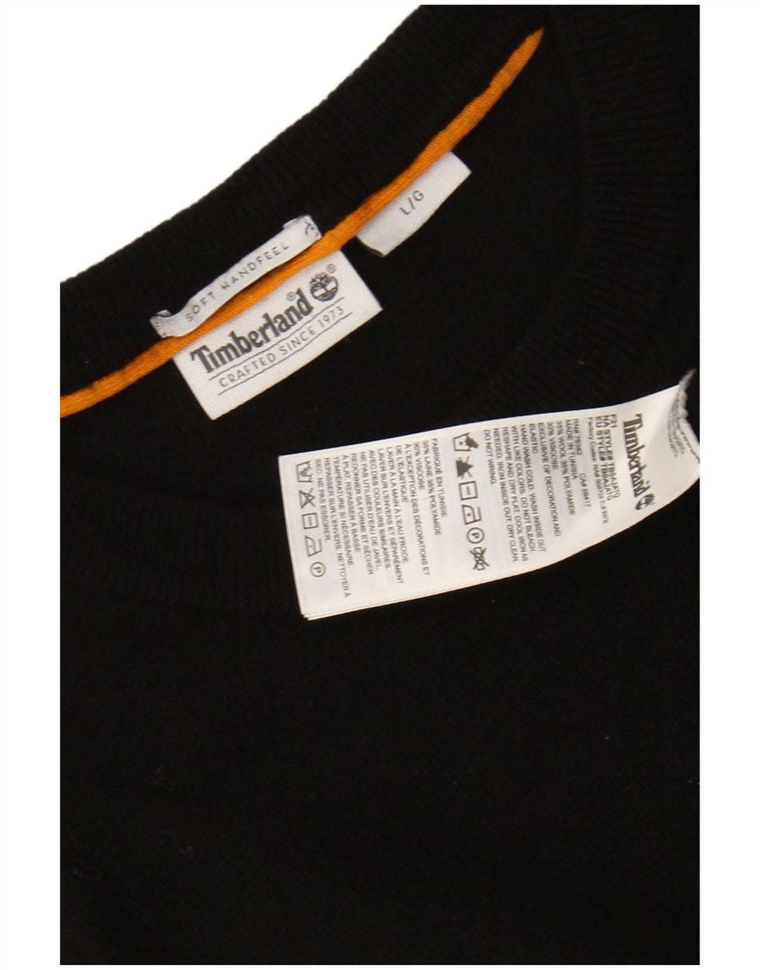 Suéter feminino TIMBERLAND com gola redonda Reino Unido 16 grande lã preta