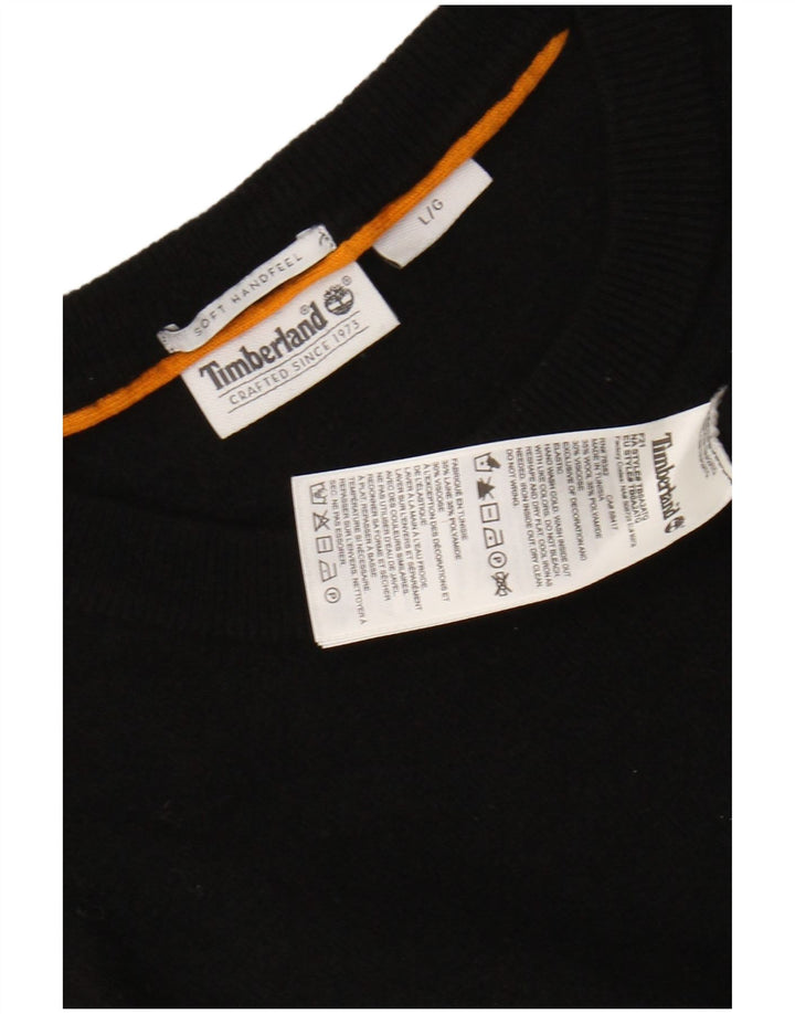 Suéter feminino TIMBERLAND com gola redonda Reino Unido 16 grande lã preta