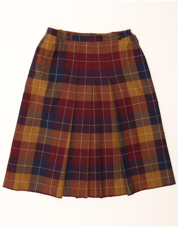 Escada saia feminina plissada linha A W30 lã xadrez média multicolorida