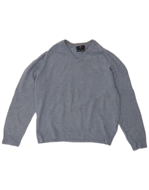 Suéter masculino Marks & Spencer Blue Harbor com decote em V azul médio