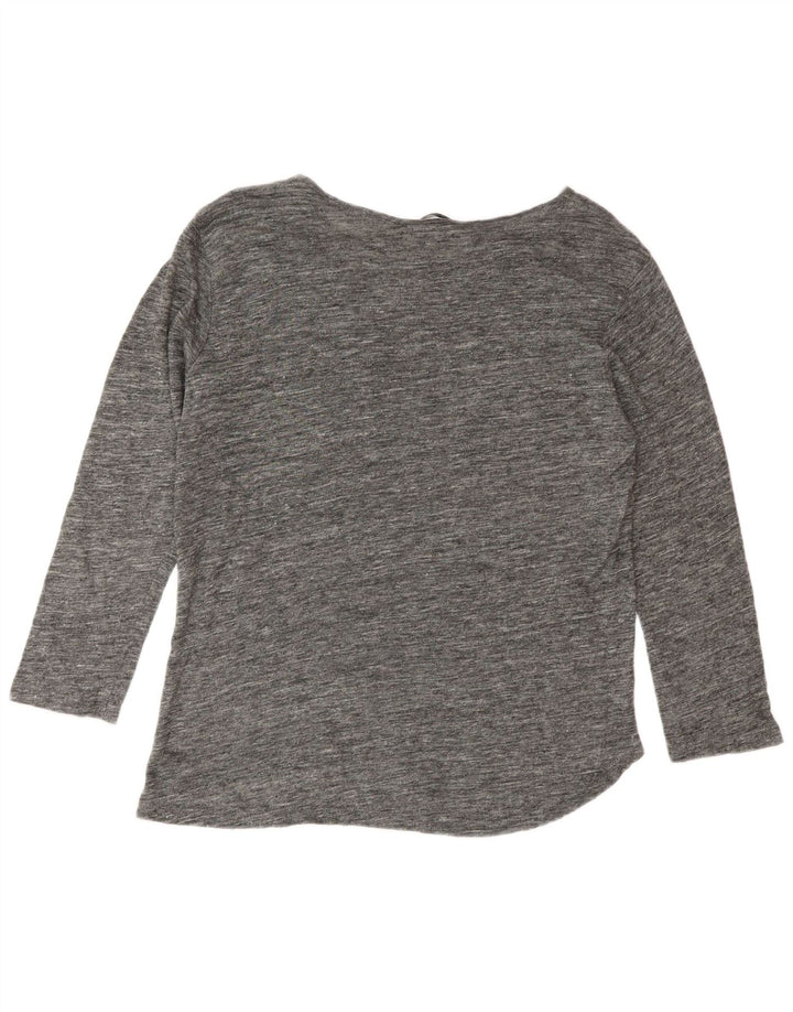 Top feminino Zara manga 3/4 Reino Unido 14 cinza médio manchado