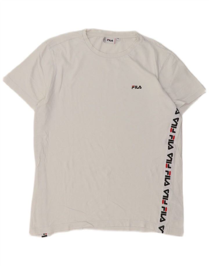 Fila Mens Graphic T-Shirt Top Médio Algodão Branco