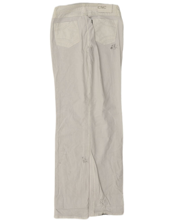Jeans retos femininos vintage desgastados W26 L33 branco
