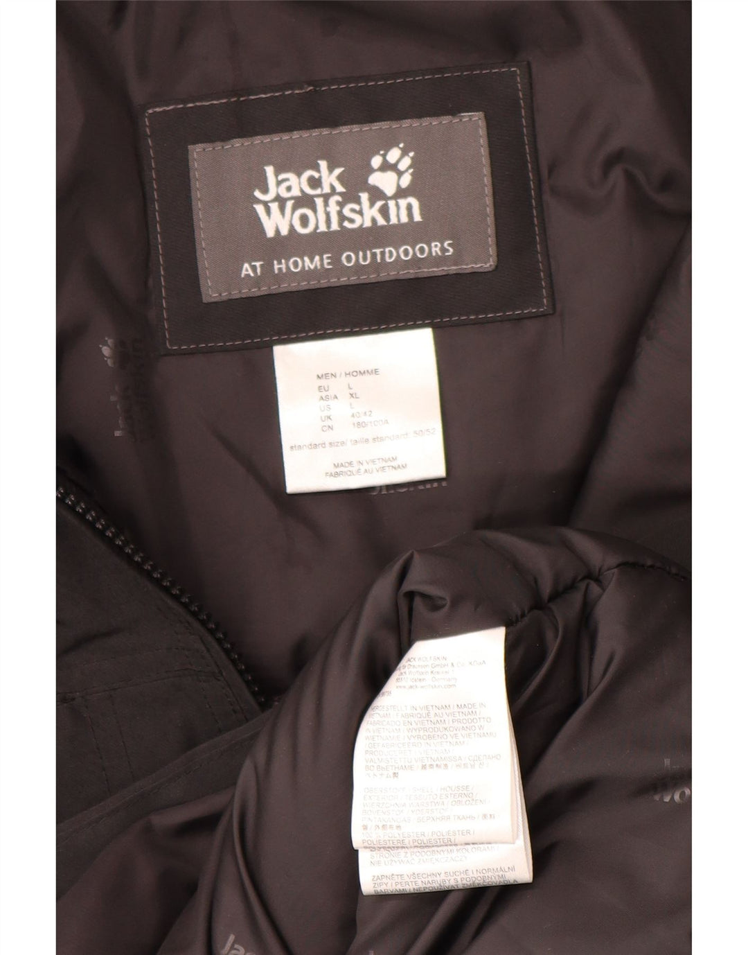 Jaqueta acolchoada masculina Jack Wolfskin Reino Unido 40/42 grande poliéster preto
