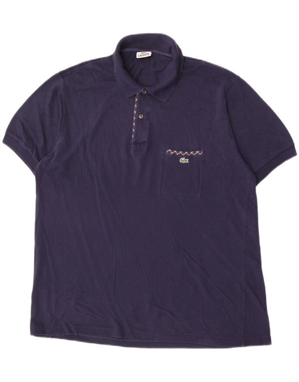Camisa polo masculina Lacoste tamanho 6 XL azul marinho algodão