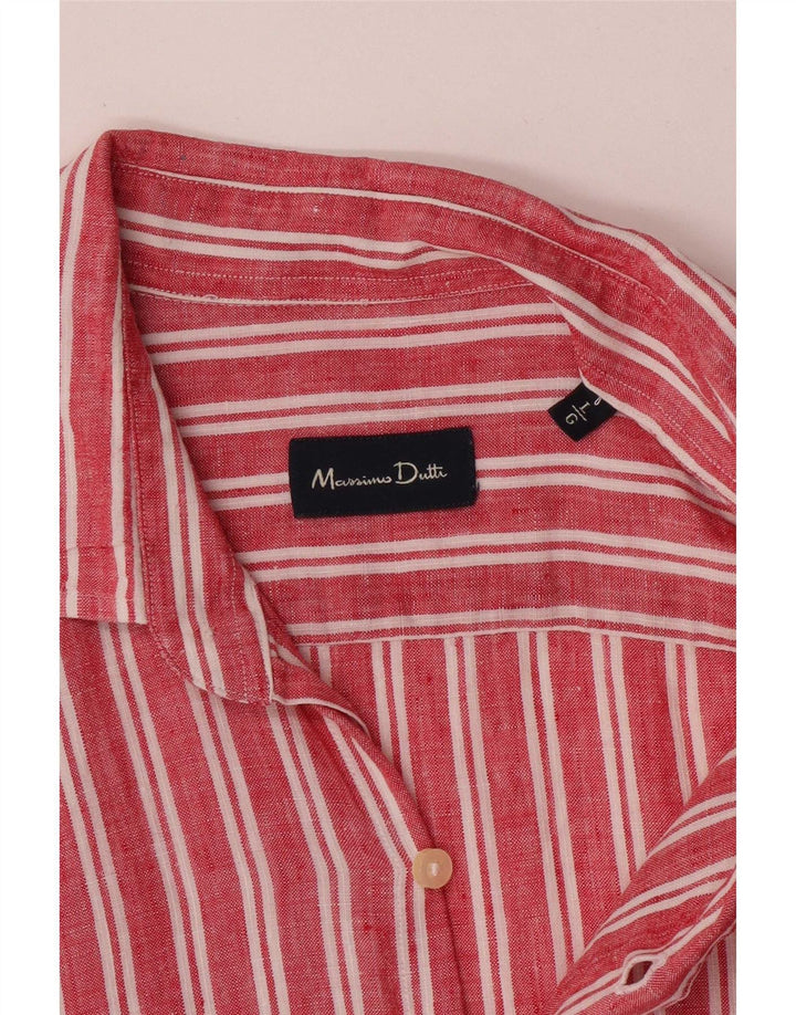 Camisa masculina Massimo Dutti grande listrada vermelha