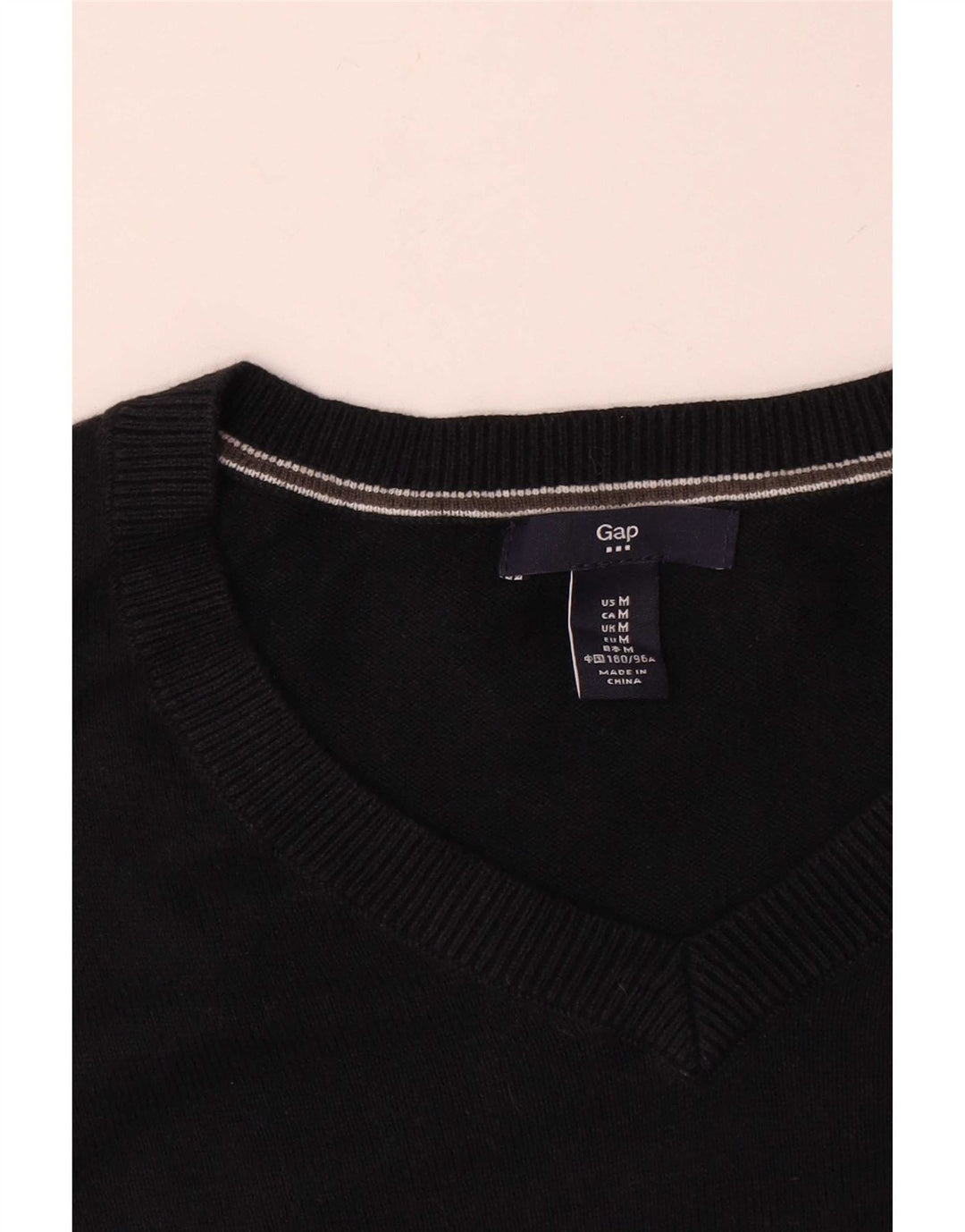 Suéter masculino Gap com decote em V, algodão azul marinho médio