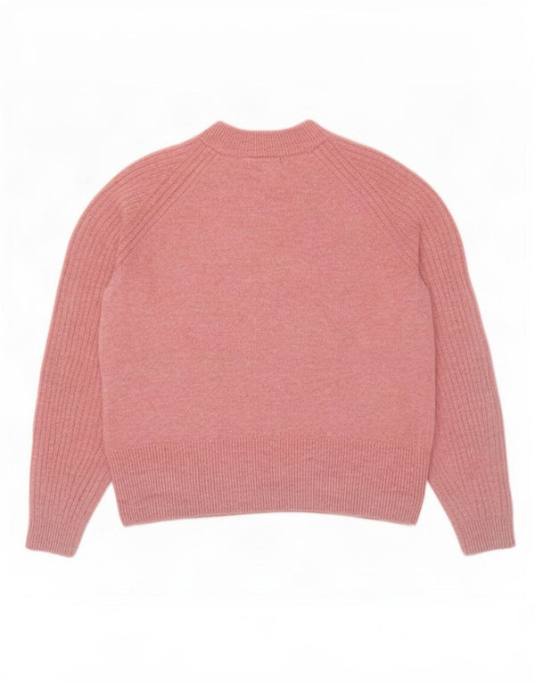 Suéter feminino Marks & Spencer com gola redonda grande, Reino Unido 10 pequeno rosa
