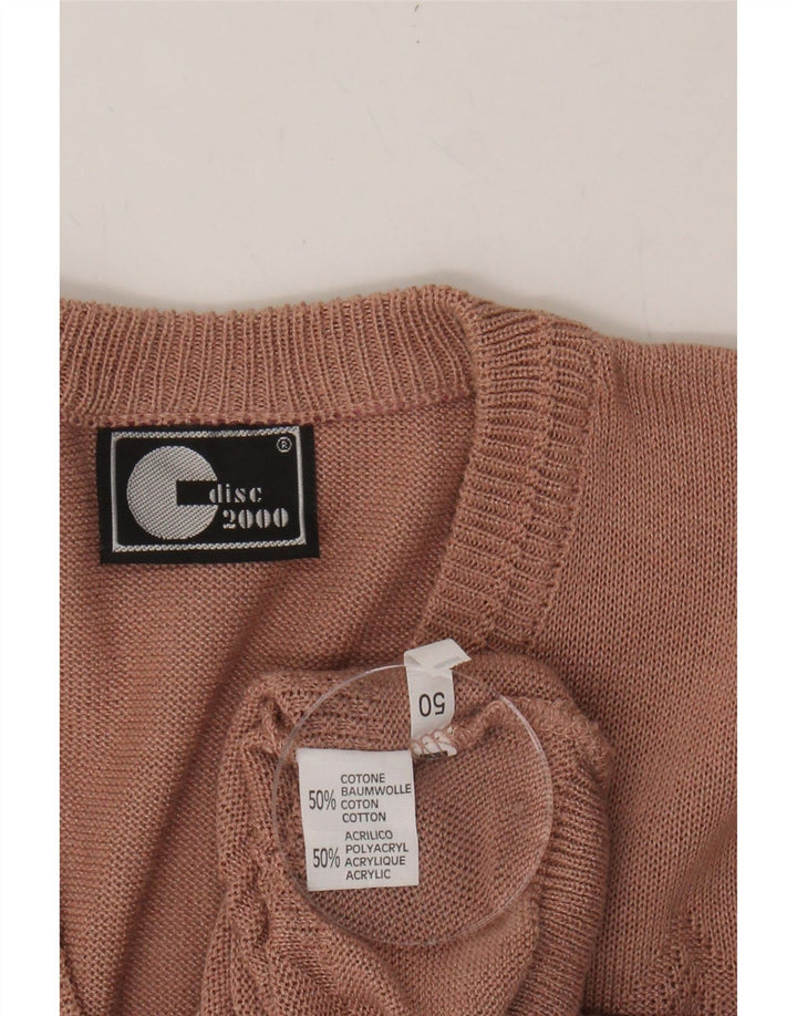 VINTAGE Mens V-Neck Jumper Sweater IT 50 Medium Brown Fair Isle Cotton Vintage Vintage and Second-Hand Vintage from Messina Hembry 