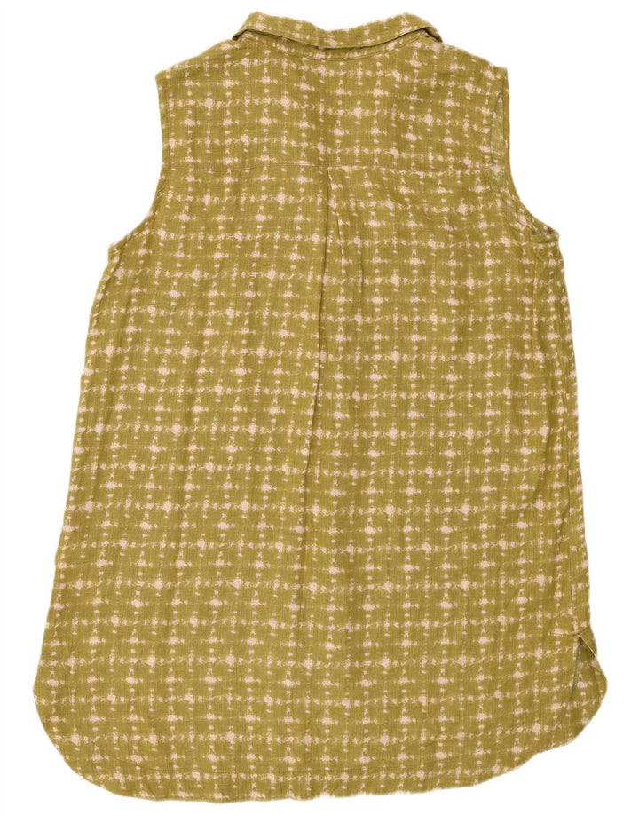 Vestido básico feminino sem mangas White Stuff UK 14 grande linho verde tie-dye