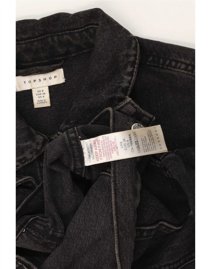 Jaqueta jeans feminina Topshop UK 8 algodão preto pequeno