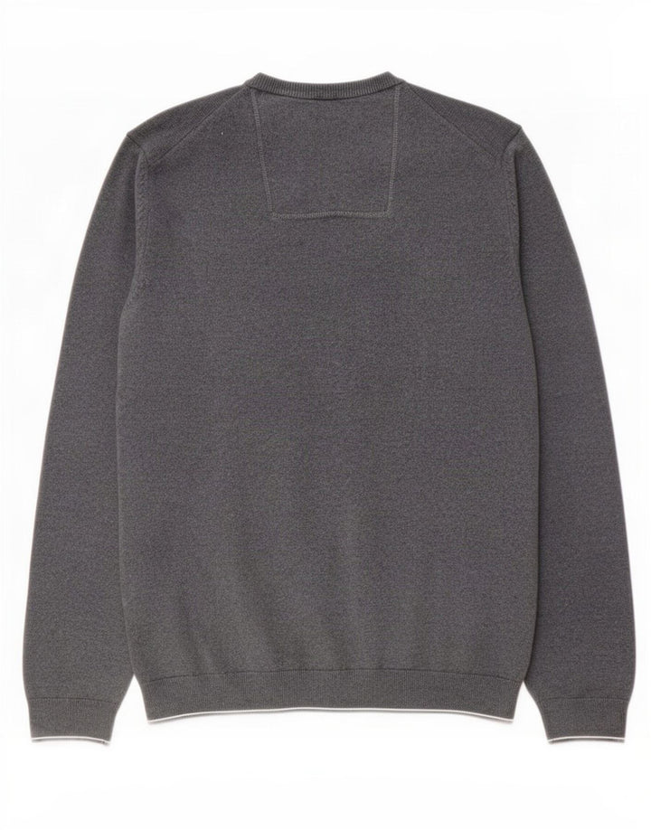 Suéter masculino Hugo Boss com gola redonda cinza médio