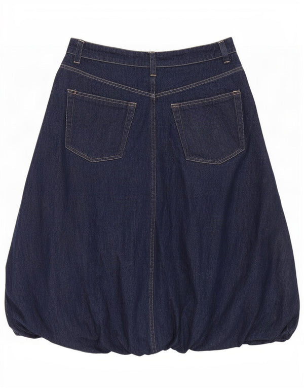 Saia jeans feminina Zara bolha grande W30 algodão azul marinho