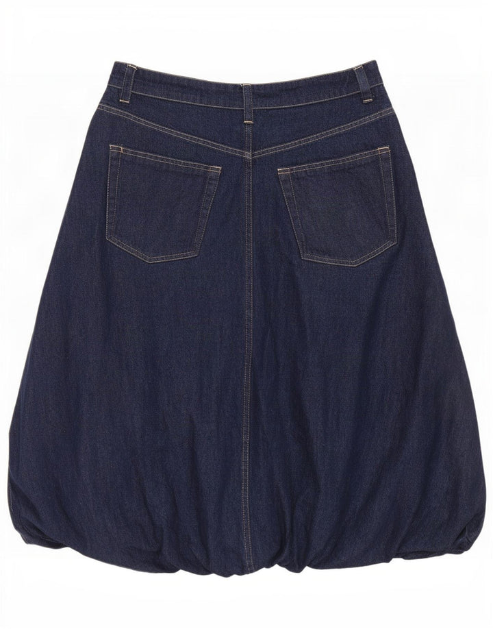 Saia jeans feminina Zara bolha grande W30 algodão azul marinho