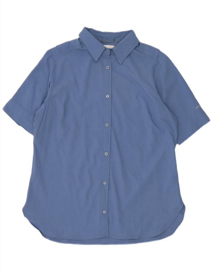 Camisa feminina de manga curta Columbia UK 14 poliéster azul médio