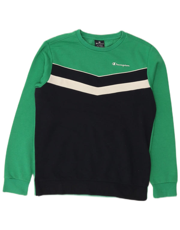 Champion Meninos Sweatshirt Jumper 13-14 Anos XL Verde Colorblock