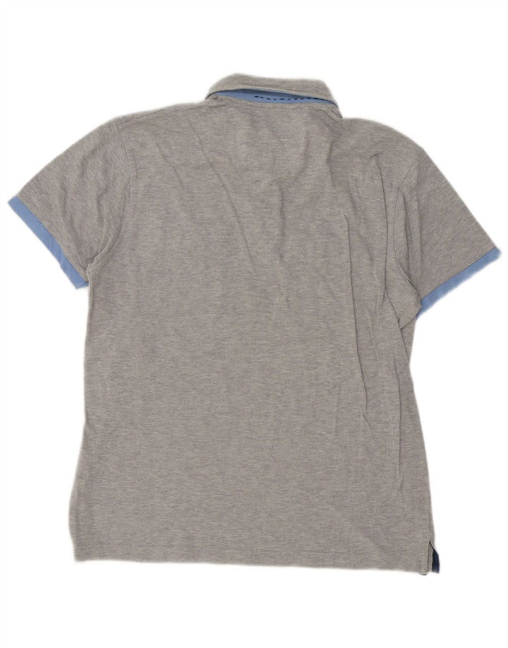 Camisa polo masculina Harmont & Blaine Regular Fit algodão manchado cinza médio