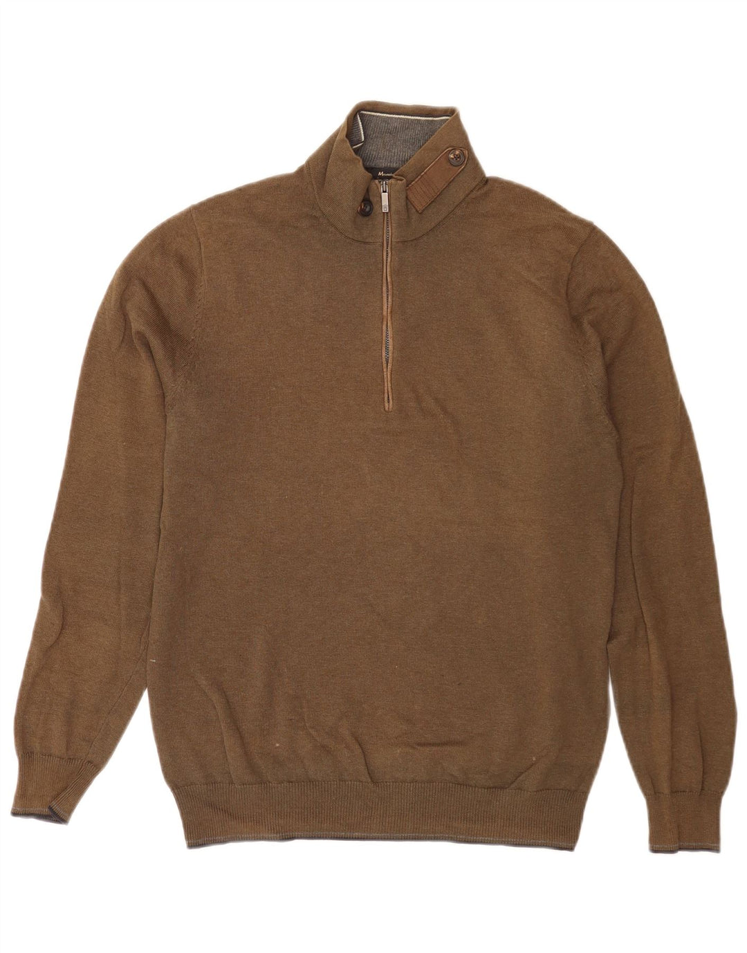 Suéter masculino Massimo Dutti com zíper e gola média cáqui