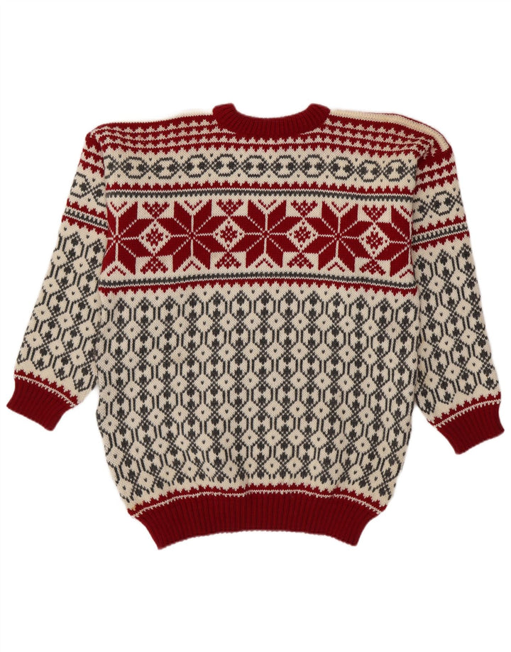 Suéter masculino Voss unissex com gola redonda, médio off white Fair Isle