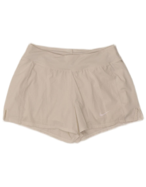 Shorts esportivos femininos Nike Dri Fit UK 10 pequenos brancos