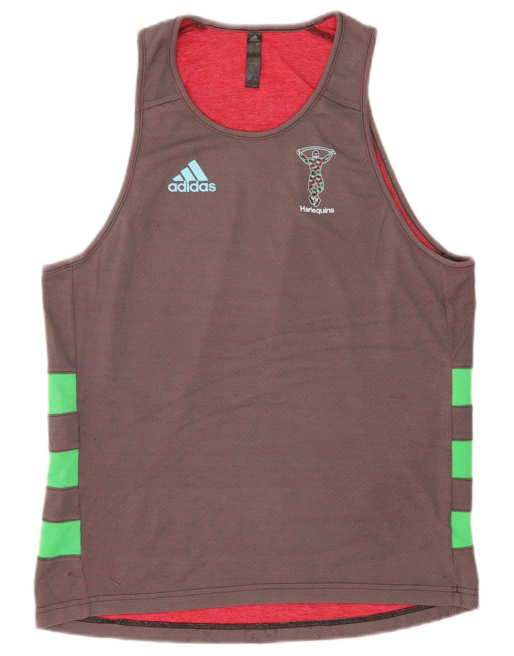 Adidas Mens Graphic Vest Top Grande Cinza Colorblock Poliéster