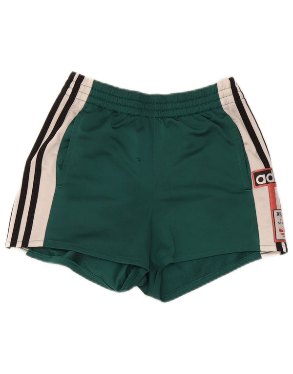 Shorts esportivos gráficos femininos Adidas médio verde colorblock poliéster